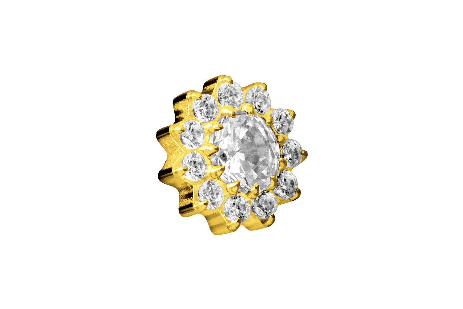 Titan Schraubaufsatz mit Außengewinde KRISTALLBLUME von Piercingline